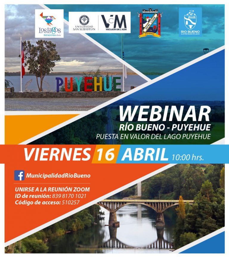 ESTE VIERNES SE REALIZARÁ WEBINAR RÍO BUENO – PUYEHUE: “PUESTA EN VALOR DEL LAGO PUYEHUE”